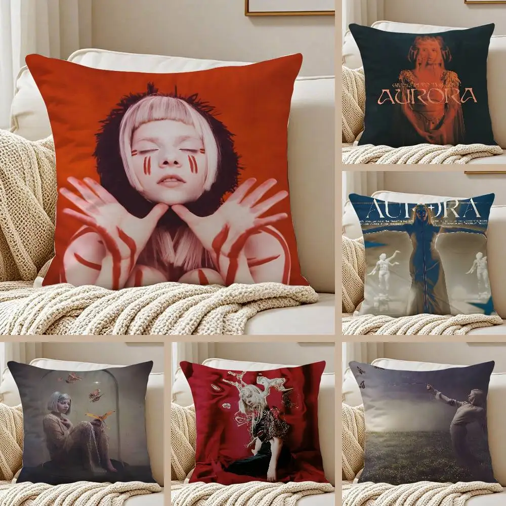 Berühmter Singer-Aurora-Music Aksnes Kissenbezug, Anti-Dustmite-Kissenbezug, unsichtbarer Reißverschluss, seidiger kurzer Plüsch-Sofa-Kissenbezug Image