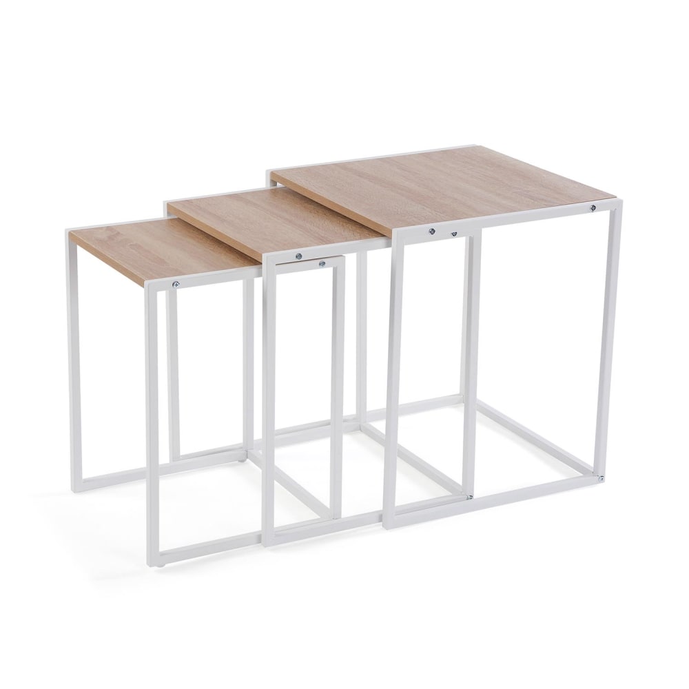 Table d'appoint (lot de 3) en aggloméré blanc