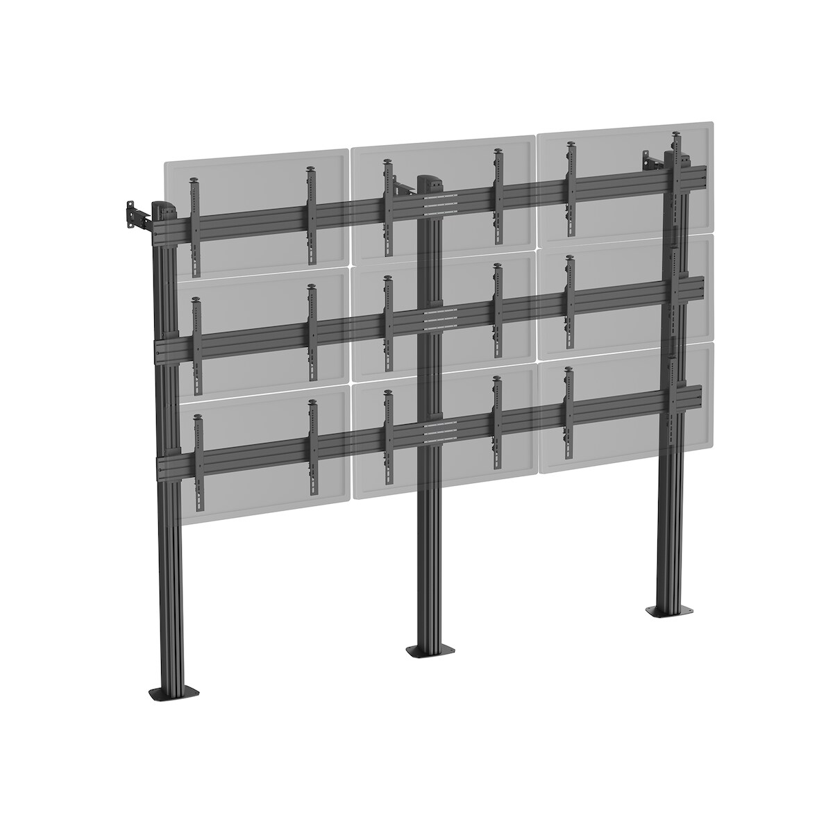 KIMEX - TV-Standfuß - Videowand mit 9 Bildschirmen 45''-50'' zum Anschrauben schwarz Image