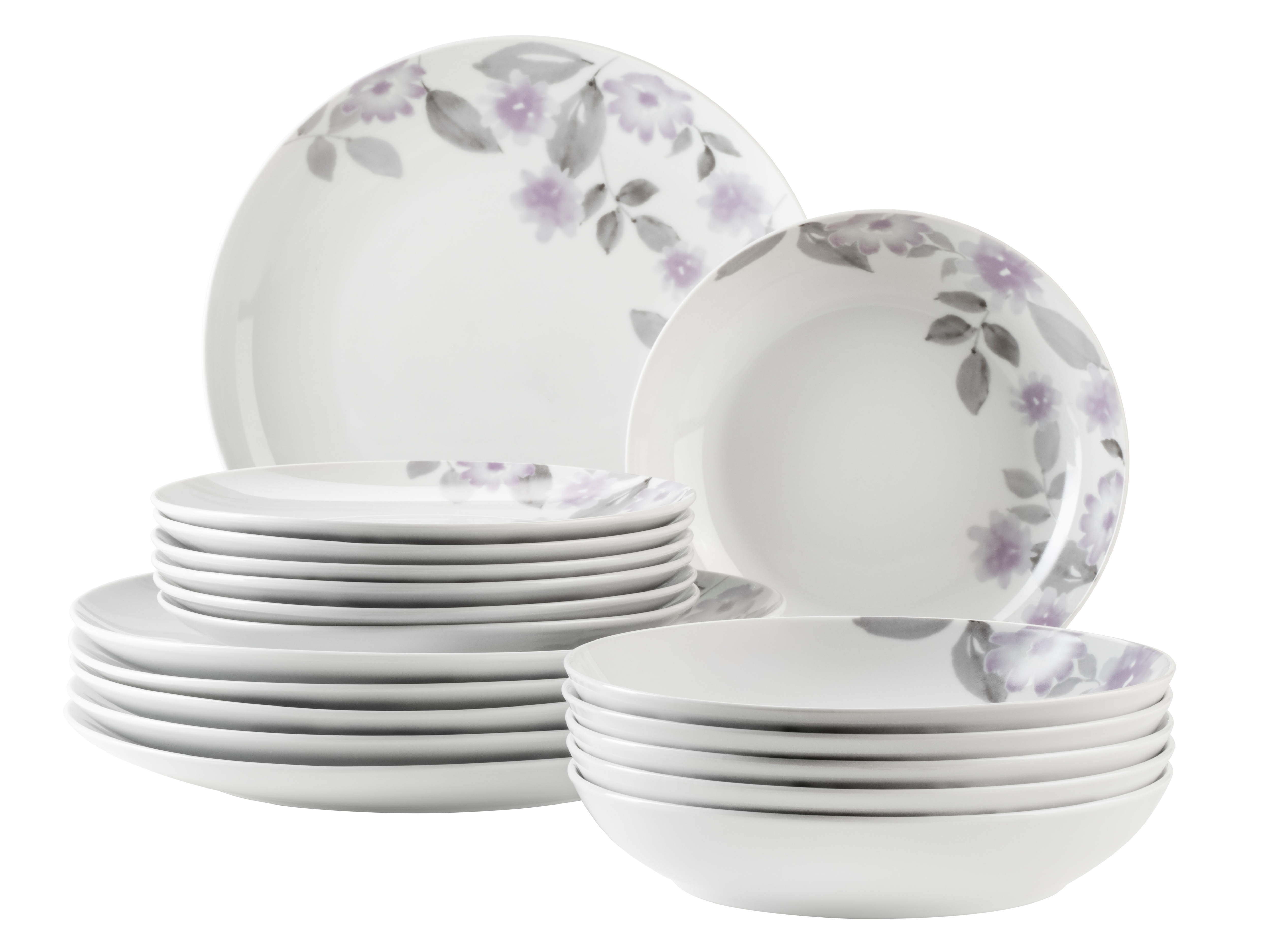 Tafelservice MÄSER "Sono", weiß, 18 tlg., Porzellan, Geschirr-Sets, Tafelservice