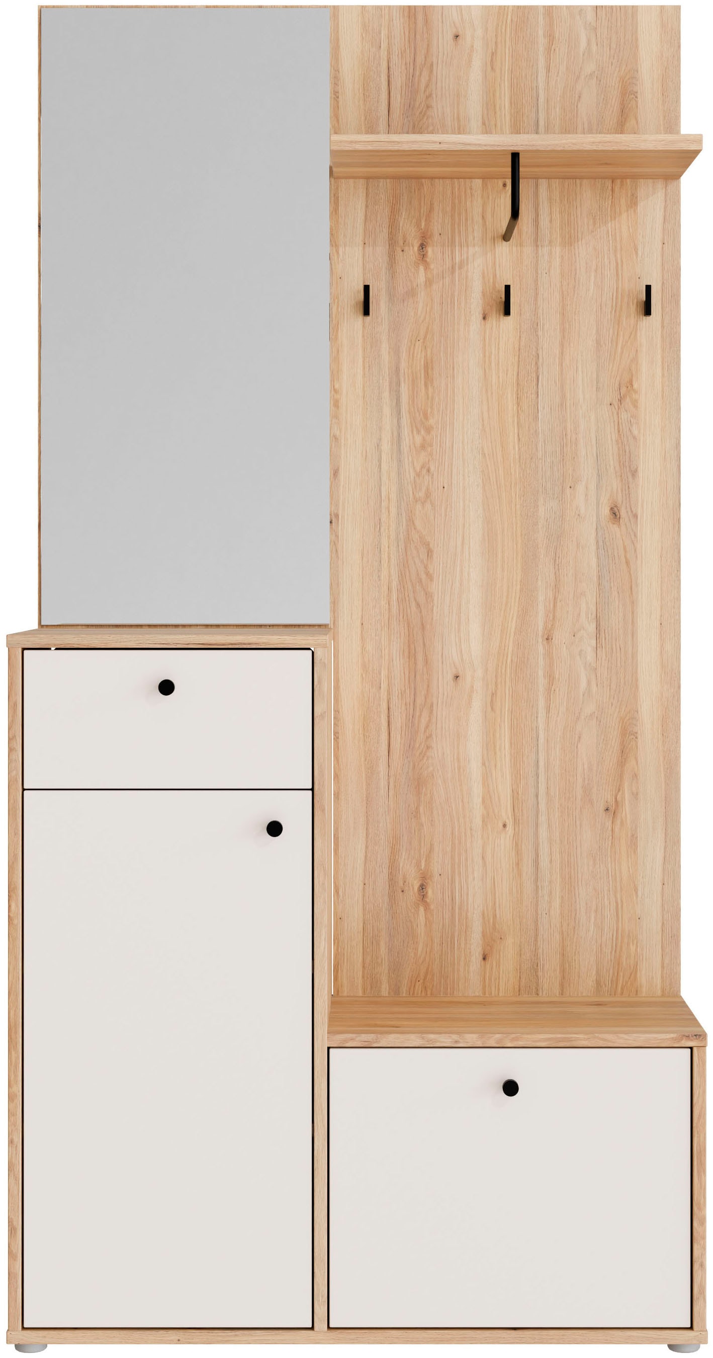 Kompaktgarderobe FORTE, mauvella eiche, sand, B:95,8cm H:190,7cm T:34,9cm, Spanplatte, Schränke