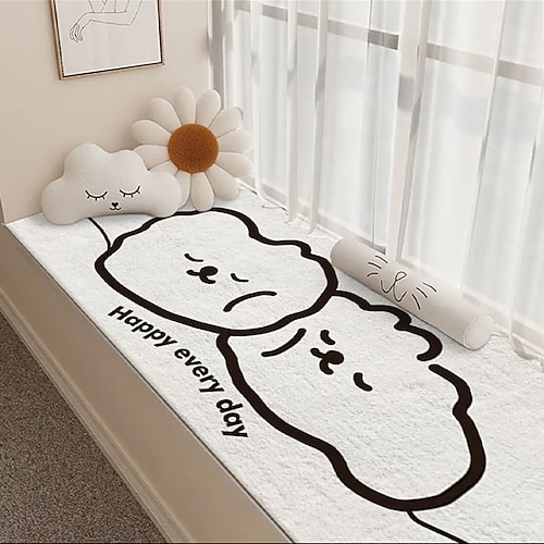 Läuferteppich mit niedlichem Welpenmotiv, weicher Kunstkaschmir-Fußmatte, dicker, gemütlicher Fenster- und Sitzteppich, ideal für Schlafzimmer, Balkon oder als Dekoration für Zuhause. Image