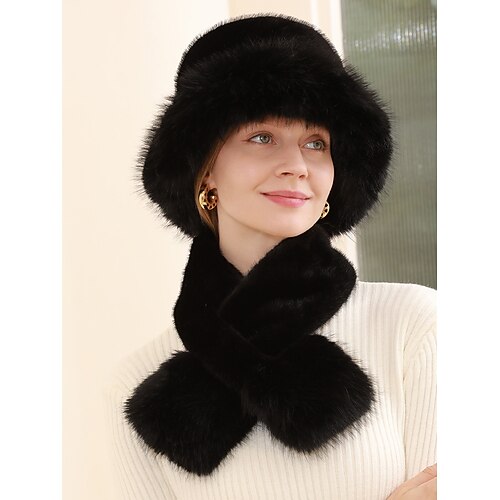 Damen-Mütze und Schal aus Kunstpelz – erhältlich in verschiedenen Farben, weich und kuschelig für den Winter, perfekt für die kalte Jahreszeit. Image
