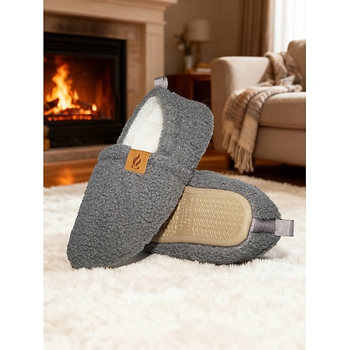 Damen-Hausschuhe aus Teddyfleece – weiche, kuschelige und warme Winterhausschuhe mit Kunstfell, Plüschfutter und rutschfester Sohle für Zuhause, Schlafzimmer und Entspannung
