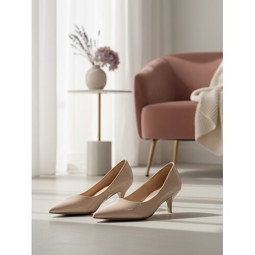 Lackleder-Pumps mit Kitten-Heel für Damen, elegante Schuhe mit spitzer Zehenpartie für Hochzeitsgäste, Cocktailpartys und Abendveranstaltungen, in verschiedenen Farben erhältlich Image