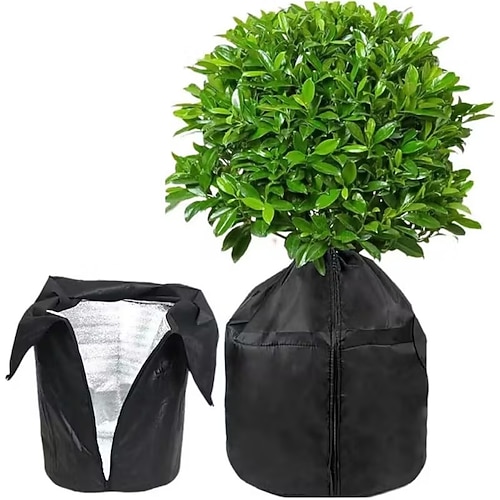 Frostschutz für Pflanzen, Frostschutzhülle aus Polypropylen mit Kordelzug und Reißverschluss, wasserdicht gefütterte Isolierhülle für kaltes Wetter, schützt Pflanzen vor Frost und fördert gesundes Image