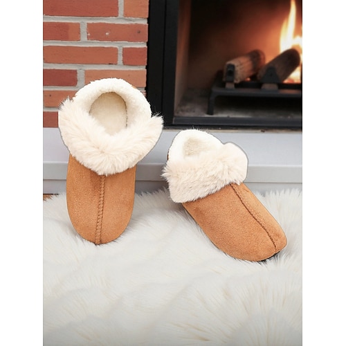 Hausschuhe für Damen mit Kunstfellfutter – warme, kuschelige Winterpantoffeln für drinnen, weiche, rutschfeste Sohle für Zuhause, Schlafzimmer und entspannenden Komfort. Image