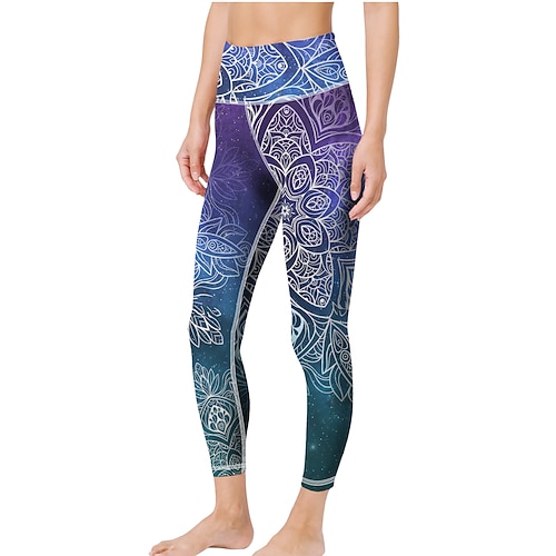 Damen Yogahose Po-Lifting Bauchkontrolle Hohe Taille Fitnesstraining Laufen Fitness Strumpfhosen Leggings Grafik Schwarz Leicht Rosa Rosa Herbst Winter Sport Sportkleidung Hohe Elastizität Image