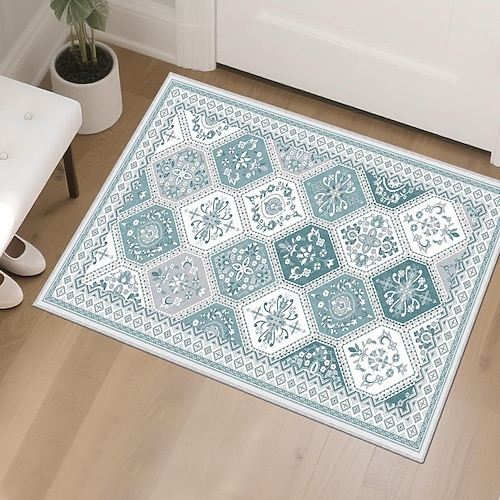 Fußmatte im marokkanischen Boho-Stil, rutschfest, strapazierfähig und schmutzabweisend, stilvolles Boho-Muster für Eingangsbereich, Flur und Wohnbereich Image