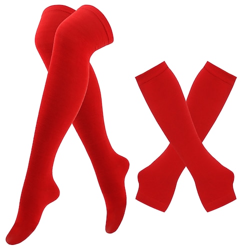 Karnevalskostüm 2026 Karneval Handschuhe Socken Weiß und Rot Gestreift Erwachsene Damen Weihnachten Karneval Lässig Party Einfaches Karnevalskostüm Verkleiden Image