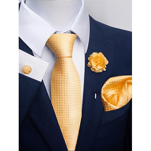 Weihnachtskrawatten-Set für Herren, verschiedene Farben, stilvolles Blumenmuster mit Manschettenknöpfen und Einstecktuch für formelle Anlässe Image