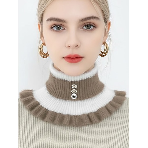 Damen-Weihnachtsstrickkragen mit flauschigem Kragen – weiche und kuschelige Wollmischung mit Rüschendesign, in verschiedenen Farben erhältlich, perfekt für Winter und Festtage Image