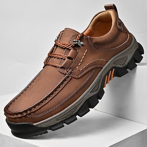 Herren Sneaker Retro Übergrössen Wandern Spaziergang Vintage Lässig Outdoor Täglich PU Leder Bequem Stiefeletten Schnürung Hellbraun Dunkelbraun Schwarz Image