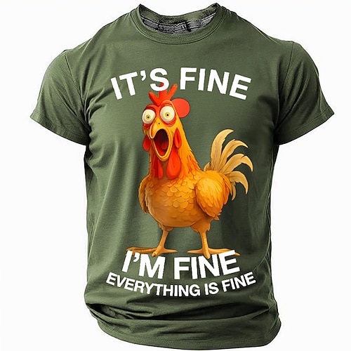 Lustiges Hühner-T-Shirt mit Hahn-Motiv, Kurzarm, 3D-Druck, Rundhalsausschnitt, modisch, Streetwear, schwarz, rot, blau, Sommer, Frühling, Größen: S, M, L, XL, XXL, XXXL Image