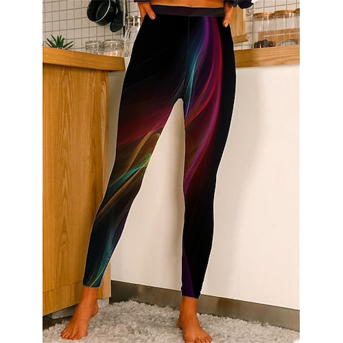 Damen Yogahose Bauchkontrolle Kolbenheber Rasche Trocknung Hoher Taillenbund Yoga Fitness Fitnesstraining Kurz geschnittene Leggings Unten Blumen Golden Schwarz Schwarze Mischung Sport Sportkleidung Image