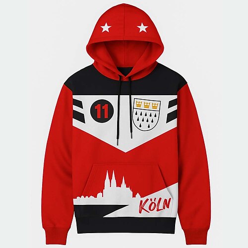 Karnevalskostüm 2026 Karneval Kapuzensweatshirt Weiß und Rot Erwachsene Herren Damen Unisex Karneval Party Leistung Einfaches Karnevalskostüm Verkleiden Image