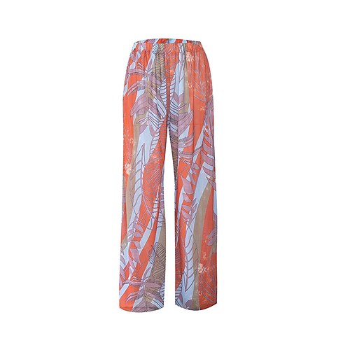 Damen Strandurlaubshose Fließende, lässige Palazzo-Hose Weitbeinige Hose Grafik Boho Locker Chiffon UV Schutz Atmungsaktiv Unterteile Surfen Strand Urlaub Herbst Image