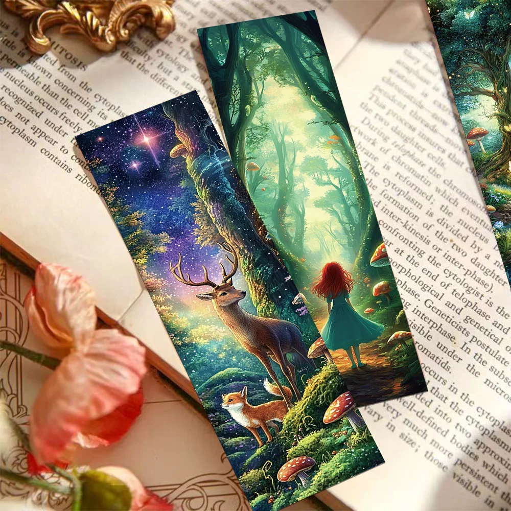 30 Stück nebliger Wald Lesezeichen Fantasy Dekoration Student Lesebücher Seitenmarkierung Bürobedarf DIY Seitenmarkierung Lesezeichen Image