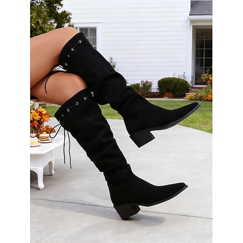 Lässige, kniehohe Westernstiefel für Damen – stylische Herbst- und Winterstiefel für lässige Outfits, Partys, Reisen und den Alltag Image