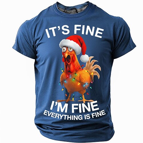 Lustiges Weihnachts-T-Shirt mit Hühnermotiv für Männer, Väter, Ehemänner, Freunde – das perfekte Geschenk für die Feiertage. Erhältlich in Schwarz, Rot und Blau, für alle Jahreszeiten. Größen: S, M, L, XL, XXL, XXXL.