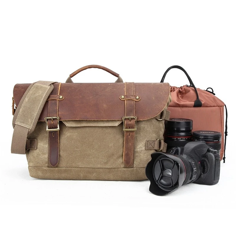 Retro wasserdichte Batik-Canvas-Tasche, schultertasche für digitale Fotografie, diagonale Spannweite, Canon-Digitalkamera, SLR-Tasche Image