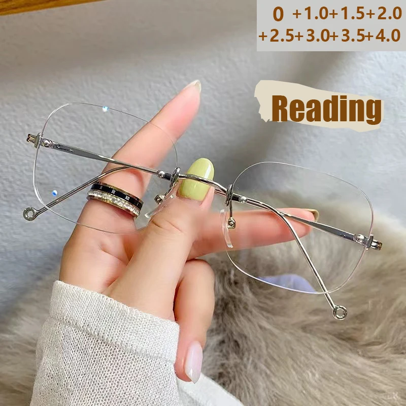 2025 neue rahmenlose männliche und weibliche universelle Anti-Blaulicht-Lesebrille mit flachem Licht, quadratische Retro-Lesebrille 21 Image