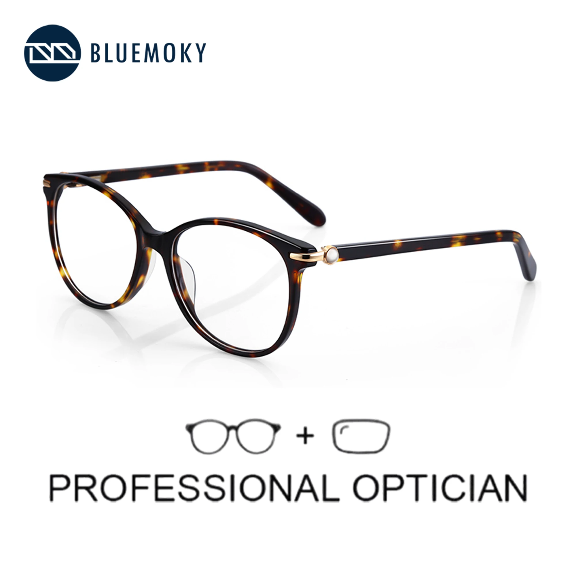 BLUEMOKY Trendy Acetat Brillen Frauen Stilvolle Design Progressive Optische Brillen Anti-Blau Licht Myopie Brillen Image