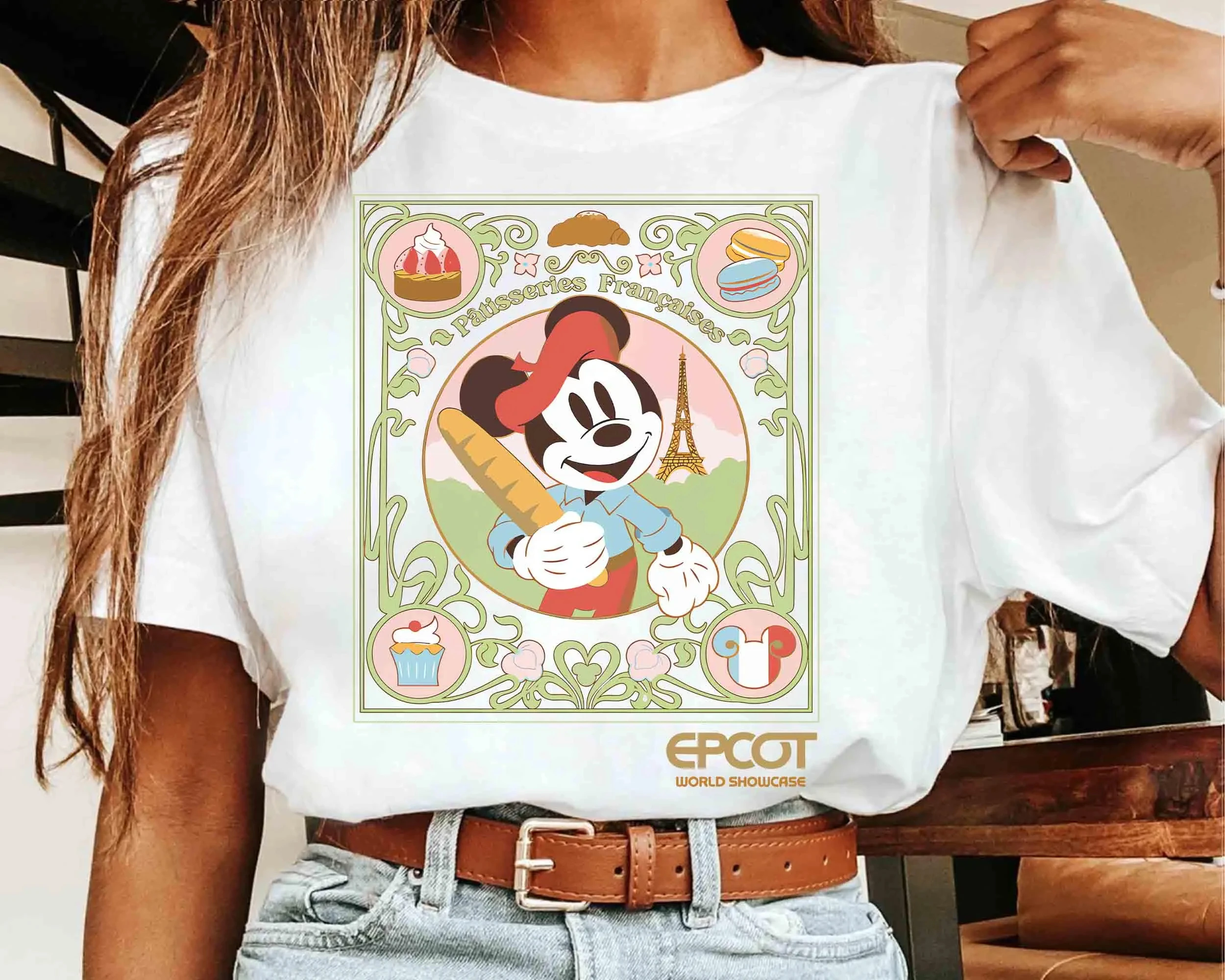 Modisches neues Epcot Mickey Mouse in Paris T-Shirt Mickey Mouse Shirt Disney Paris Girls' Journey 2025 T-Shirt Plus Size