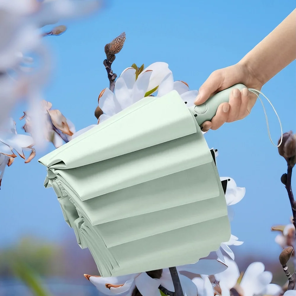 Neuer vollautomatischer faltbarer Regenschirm, 12 Karat, 60 Rippen, groß, langlebig, winddicht, geeignet für Regen und Sonne, Unisex-Regenschirm Image