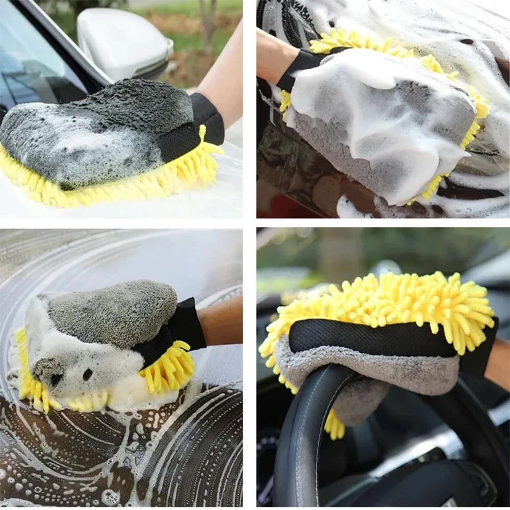 Autowaschhandschuh, Korallenhandschuh, weich, kratzfest, für Autowäsche, multifunktional, dick, Reinigungshandschuh, Autowasch-Detaillierungsbürste Image