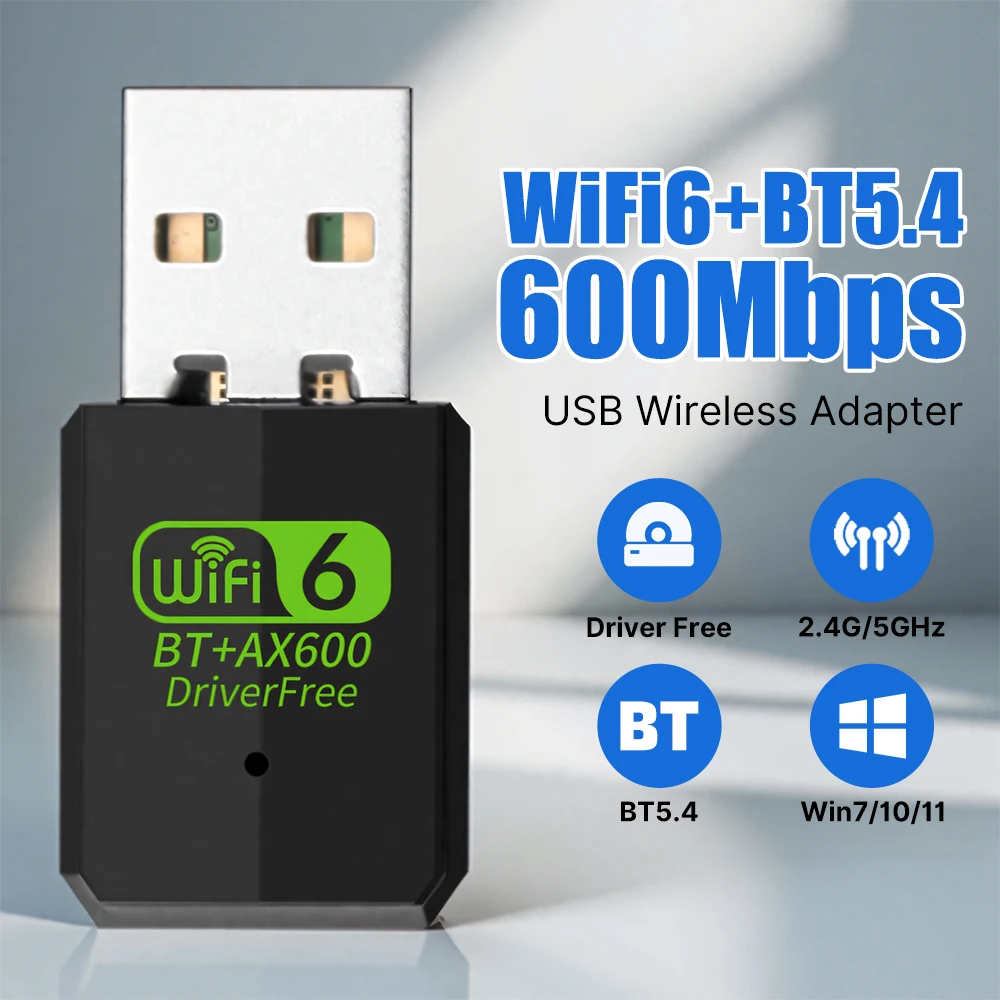 FENVI WiFi 6 AX600 USB-Adapter Dual Band 2,4 G/5 GHz Bluetooth 5.4 2-in-1-Dongle 802.11AX Wireless WLAN-Empfänger USB für PC Win10/11 Image