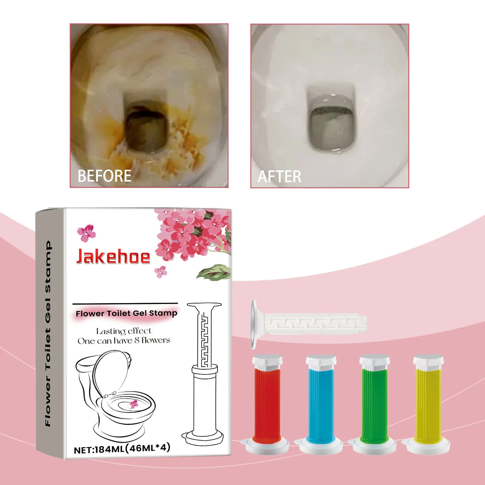 Toilettenschüssel-Reinigungsgel, Blume, zum Entfernen von Schmutz, Deodorant, reduziert Gerüche, langanhaltender Duft, hält die Luft frisch, Badezimmer-Reinigungswerkzeug Image