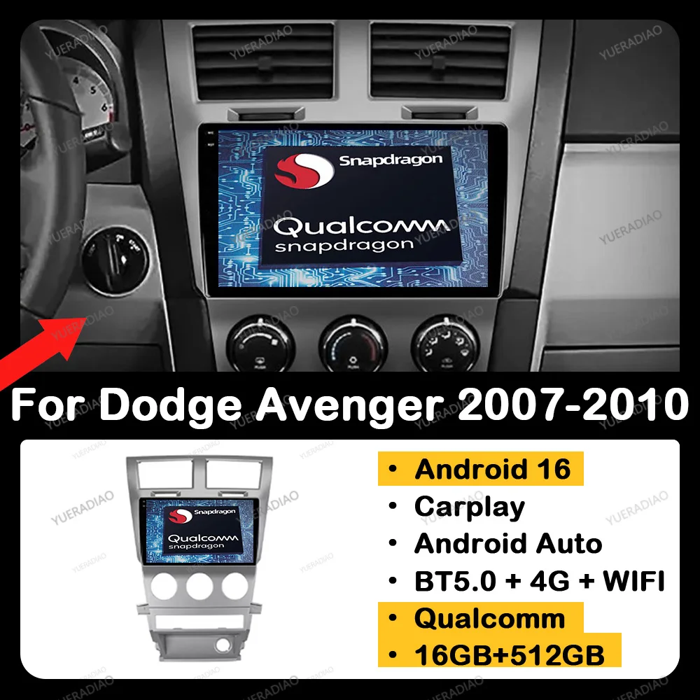 Android 16 Autoradio für Dodge Avenger JS 2007 - 2010 für Dodge Nitro 2006 - 2011 Head Unit GPS NAVI Multimedia Videoplayer QLED 2DIN Image