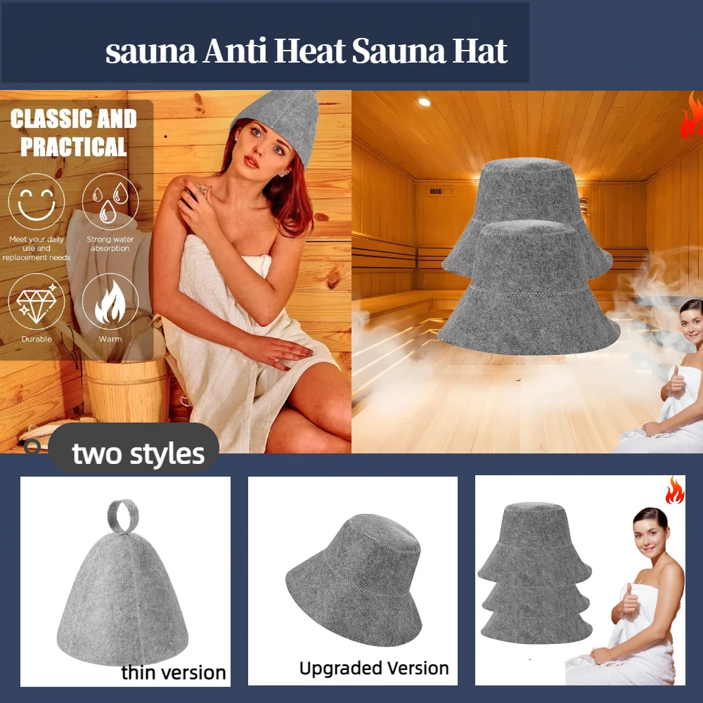 Saunakappen, Saunahüte, Sauna-Zubehör, Filz-Saunakappe für Männer und Frauen, Zuhause, Sauna, Dampfkappe für Dampfbad, Saunahüte Image