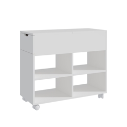 Relaxdays Rollcontainer, 5 Fächer, Schublade, HxBxT: 61 x 70 x 30 cm, offen, schmaler Aktenschrank auf Rollen, weiß Image