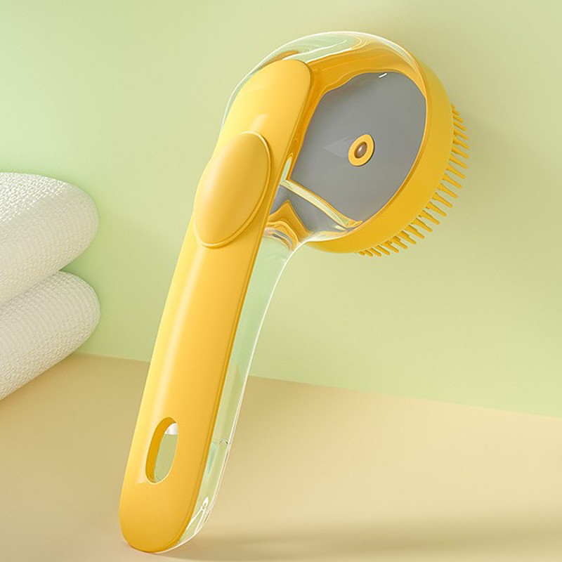 Dog Shampoo Brush with Soap Dispenser Shampoo Massage Bath Brush Long Handle for Shower Daily Cleaning