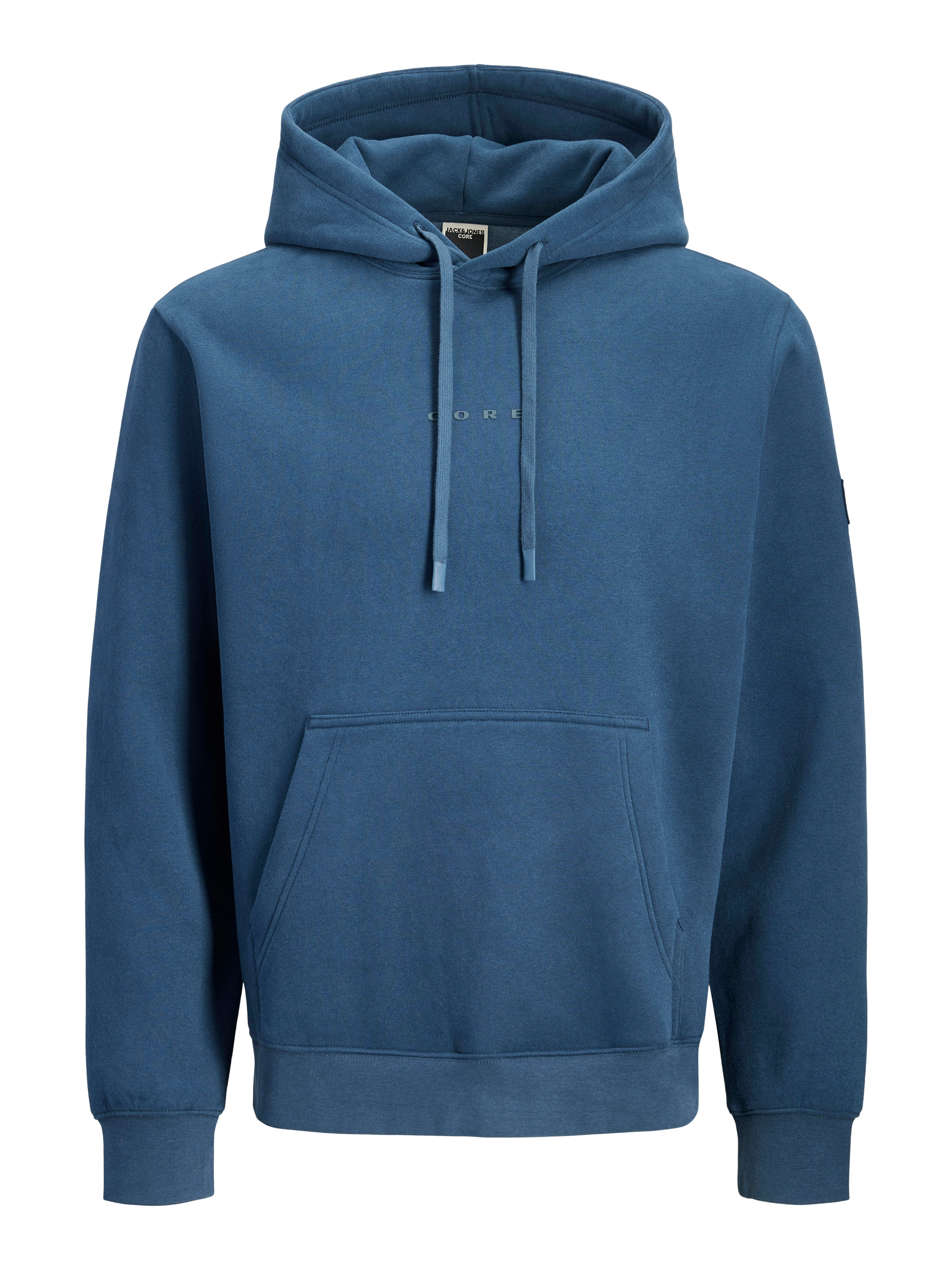 Kapuzensweatshirt JACK & JONES "JCOPOINT SWEAT BADGE HOOD BF", Herren, Gr. S, titan, angeraute Sweatware, Obermaterial: 72% Baumwolle, 28% Polyester, unifarben, relaxed fit, Rippbündchen, Sweatshirts