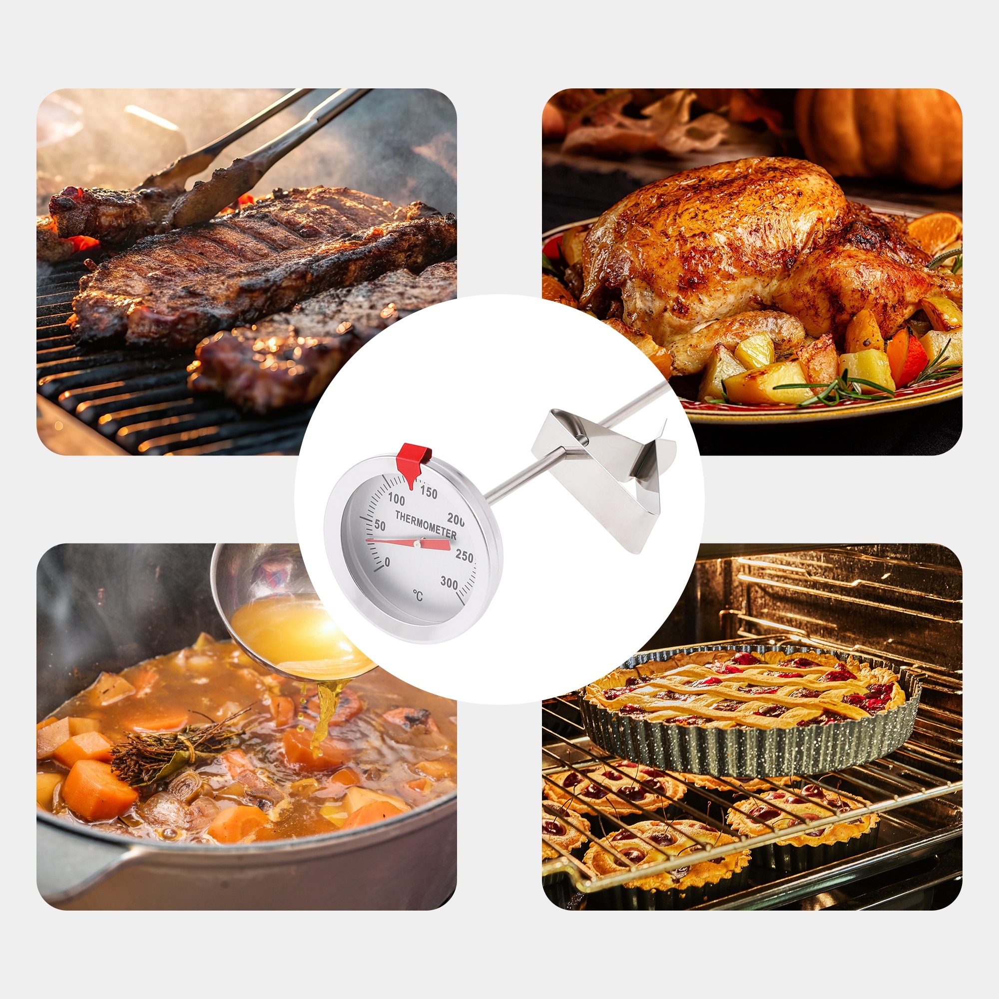 Meat Thermometer, Instant Read Food Thermometer, Waterproof Cooking Thermometer for Home and Kitchen