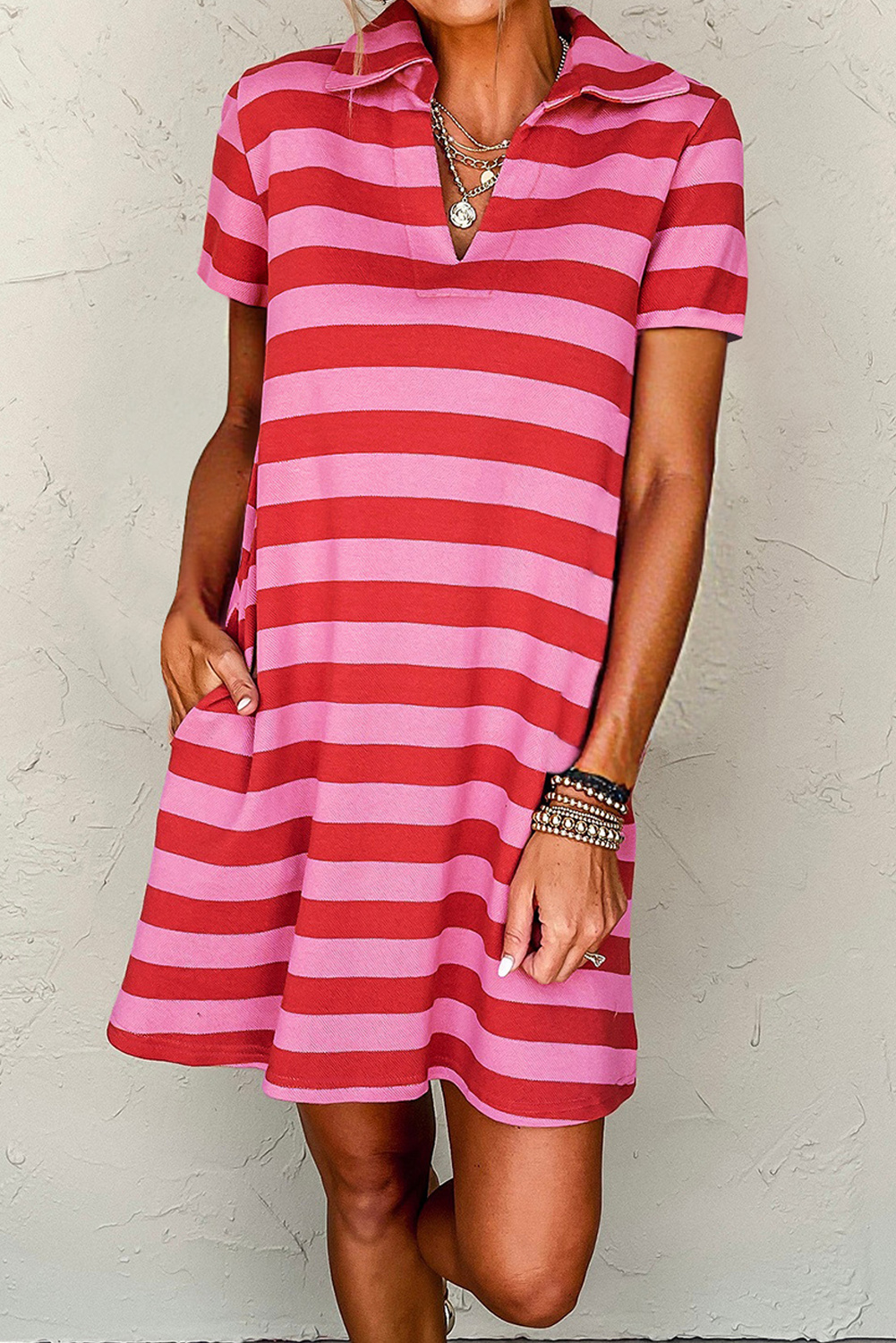 Gestreiftes Minikleid Lässig Sommer Image