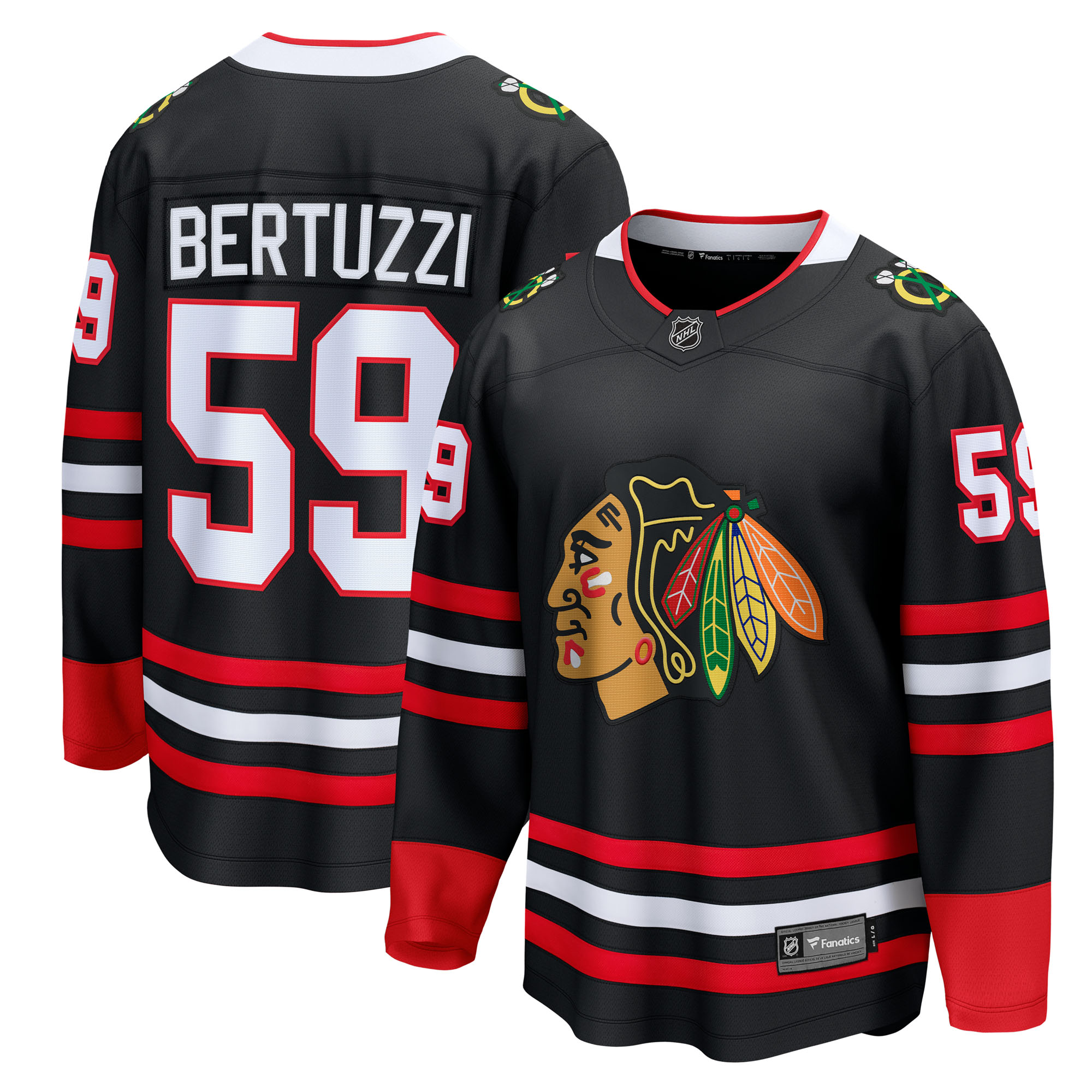 Chicago Blackhawks Fanatics Breakaway Ausweichtrikot - Schwarz - Tyler Bertuzzi - Herren Image