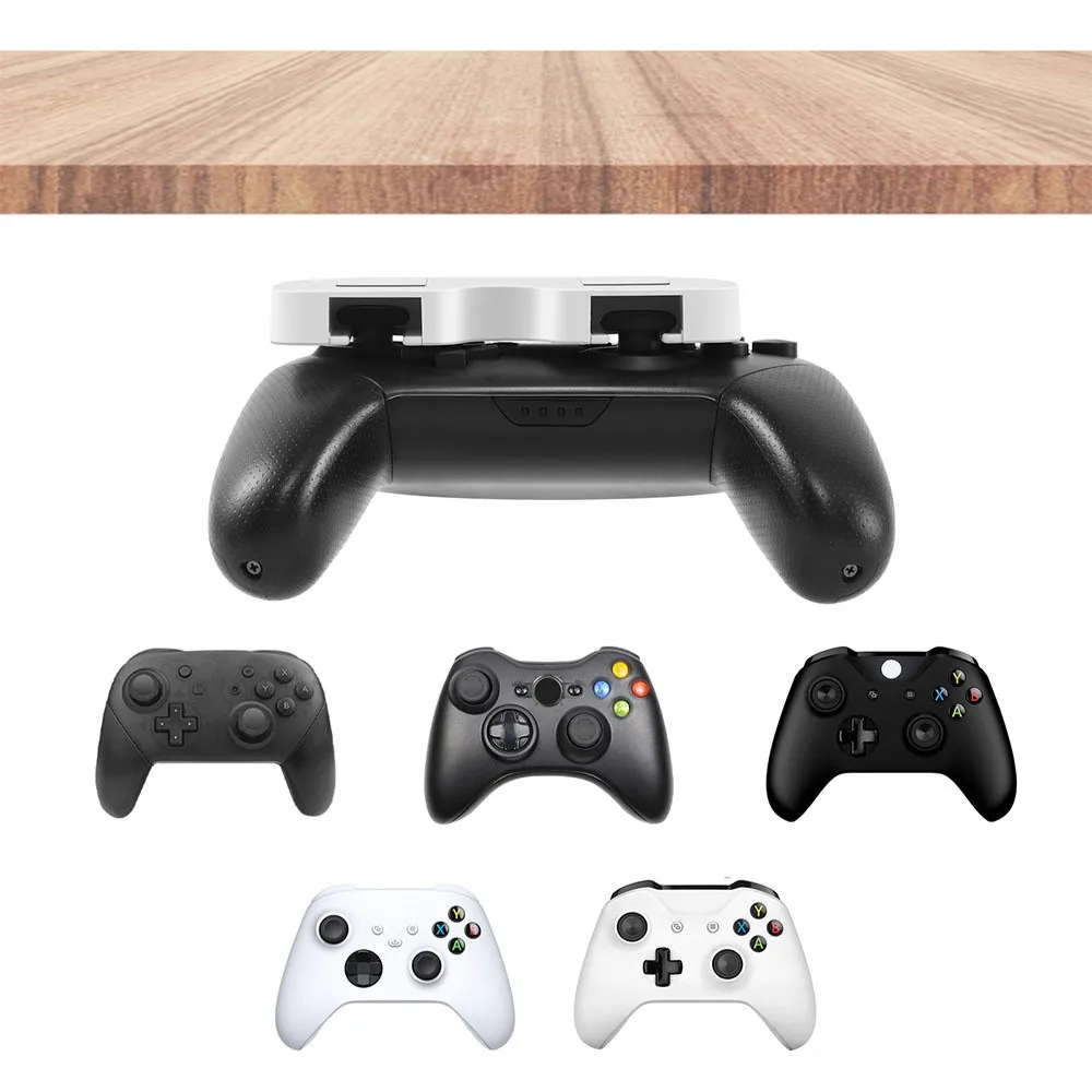 Under Desk Mount for Xbox controllers. Universal stand compatible with Xbox Series X/S, Xbox One, and Xbox 360 controllers
