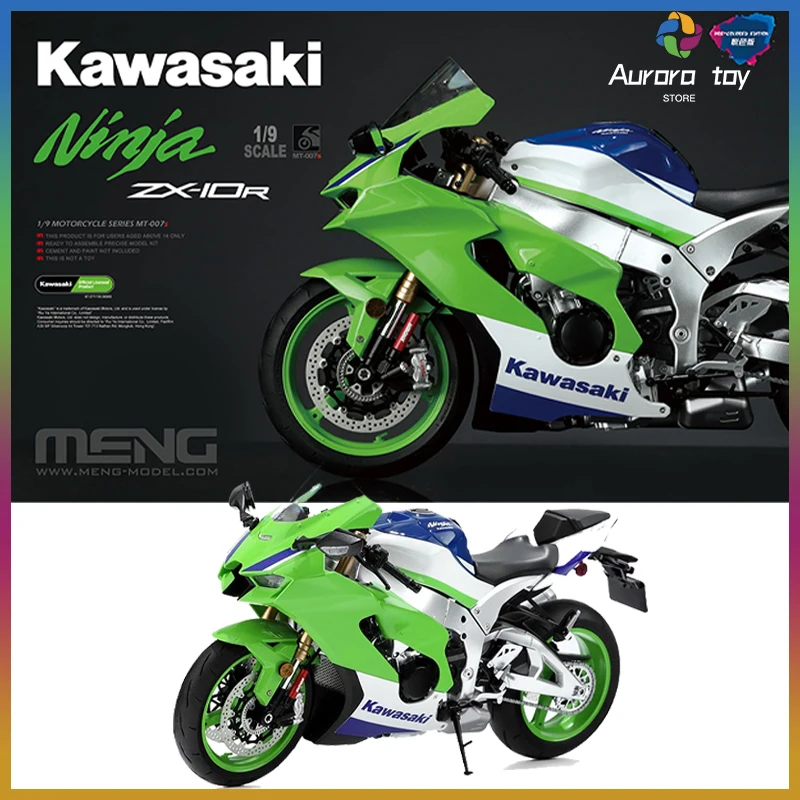 1/9 MENG Kawasaki Ninja ZX-10R Motorrad Modell zusammenbauen MT-007s Pre-Colored Edition Figur zusammenbauen Sammlerstück Geburtstagsgeschenk Image