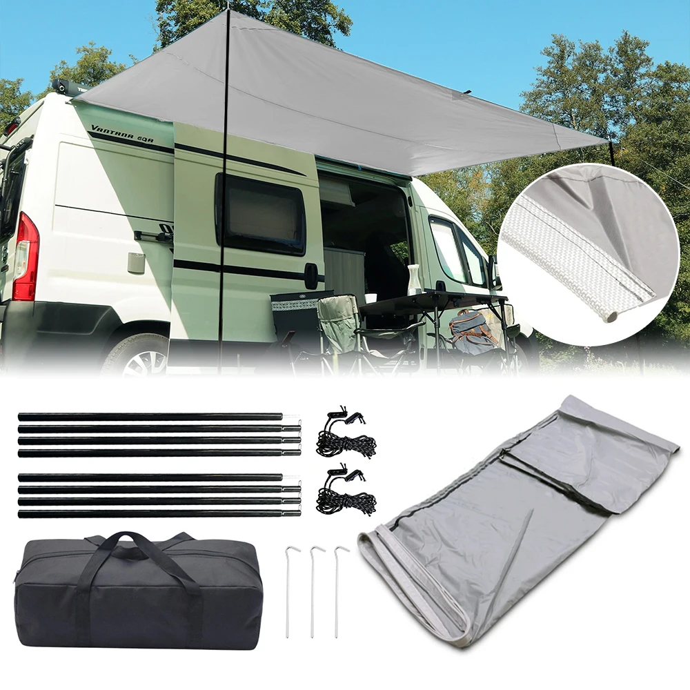 RV Camping Sonnenschutz Markise mit Keder Rohraufsatz 3x2,4 m Baldachin Sonnensegel Zubehör für Wohnwagen Wohnmobil Camper Image