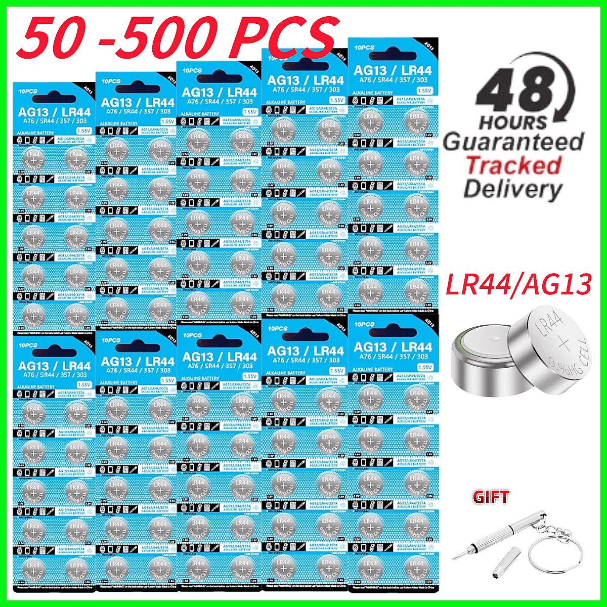50-500PCS 1,55 V AG13 LR44 L1154 RW82 SR1154 SP76 pila SR44 Knopfbatterien A76 LR1154 GP7 Cell-münze Uhr Spielzeug Fernbedienung Batterie Image