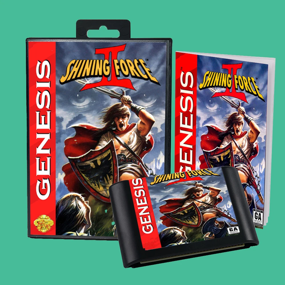 Shining Force 2 USA-Spiel für SEGA Mega Drive Genesis 16-Bit-Konsolen, Spielkassettenbox-Handbuch Image