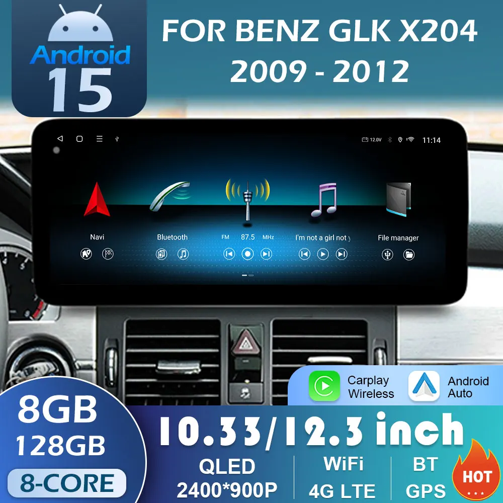 Für Mercedes Benz GLK X204 2009 2010 2011 2012 Android 15 Kabelloses Carplay Autoradio DSP Stereo Touchscreen WIFI Zubehör Image
