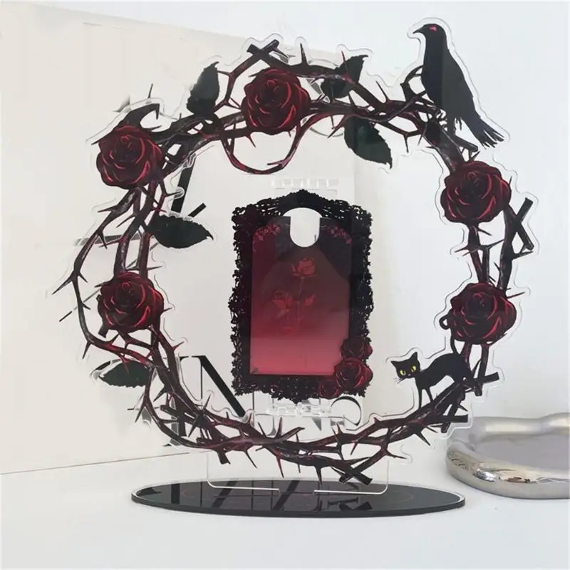 P9FE Rose Rotation Photo Frame Desktop Displayhalter Acrylkartenständer Acryltextur für Heim- oder Bürogebrauch geeignet Image