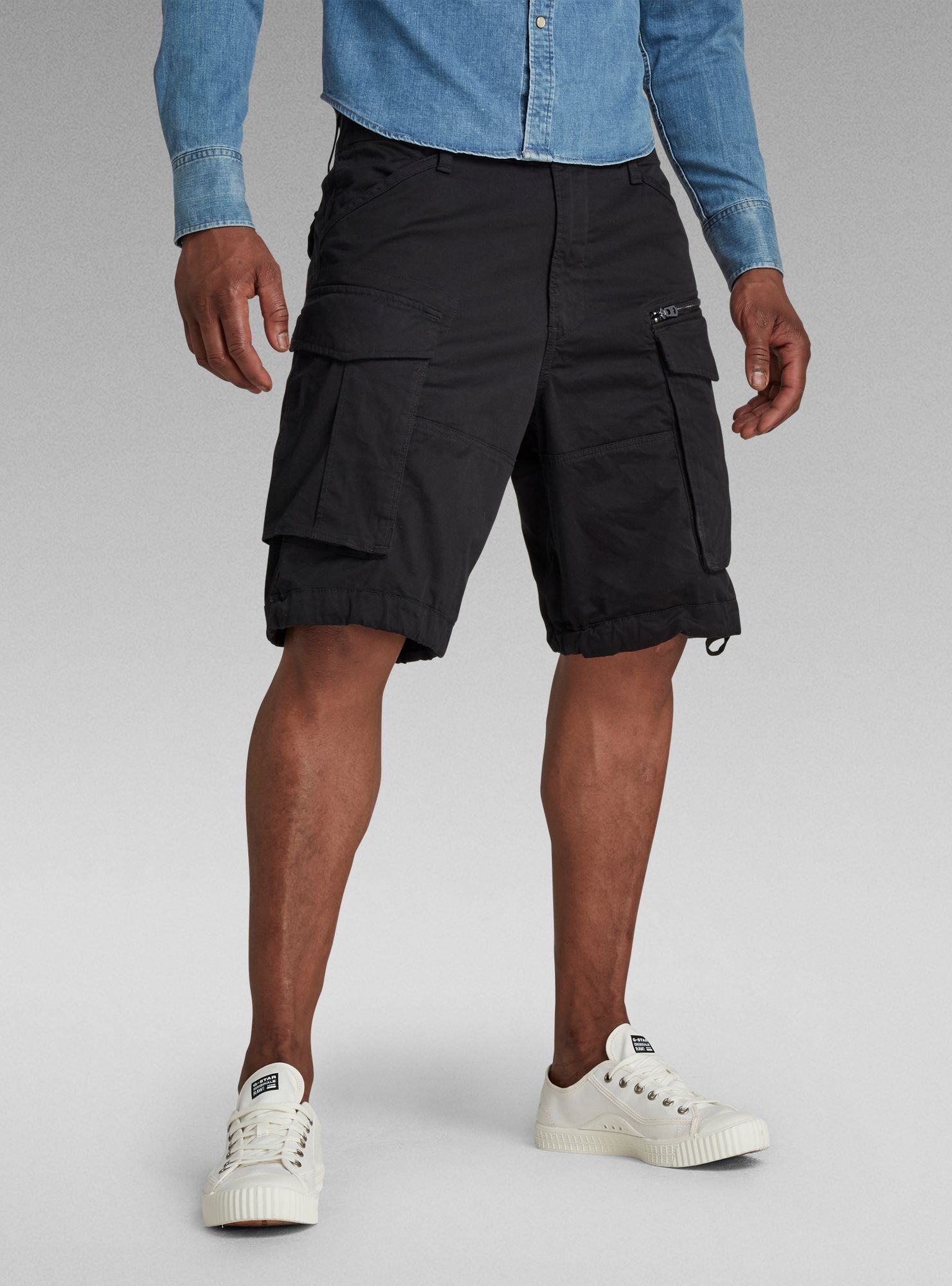 Cargohose G-STAR "Rovic Zip Relaxed Short", Herren, Gr. 31, Normalgrößen, schwarz, Obermaterial: 97% Baumwolle, 3% Elasthan, Hosen Cargohose