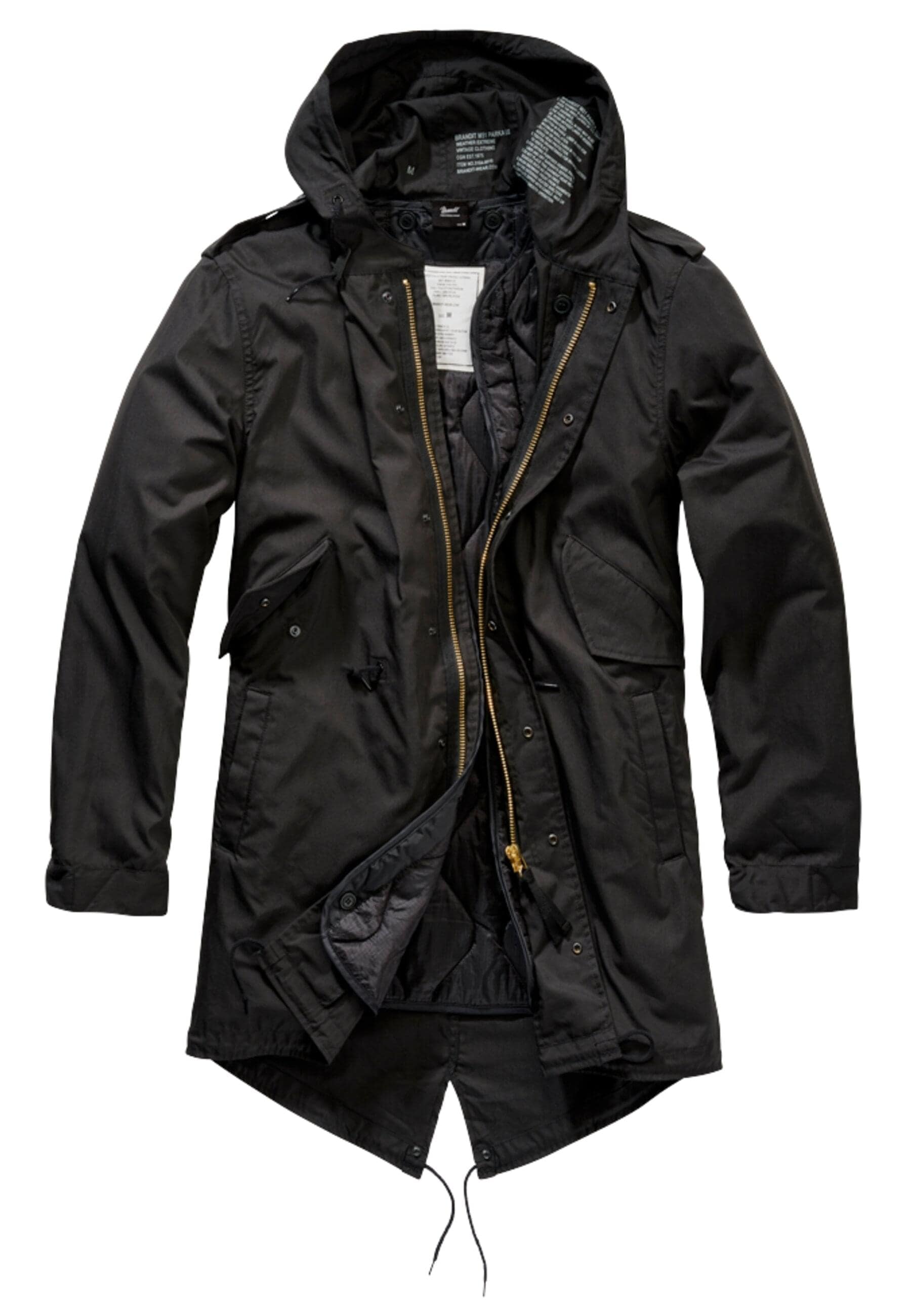 Wintermantel BRANDIT "Brandit Herren M51 US Parka", Herren, Gr. M, schwarz, 73% Baumwolle, 27% Polyamid, Mäntel Wintermantel