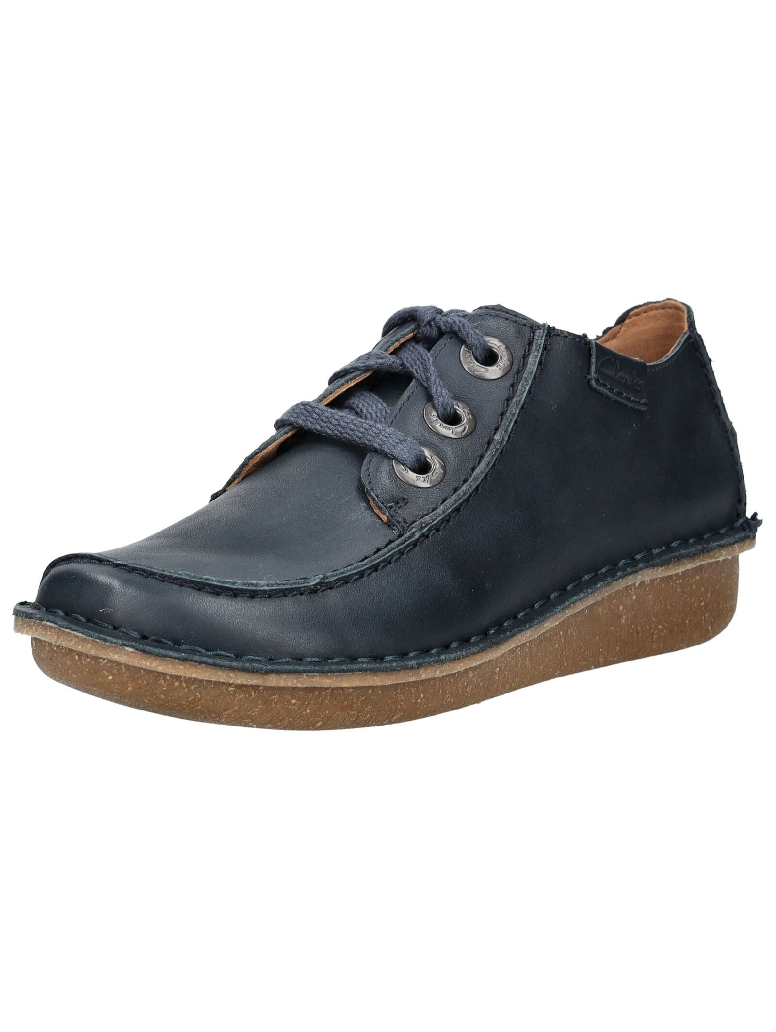 Schnürschuh CLARKS "Clarks Halbschuhe Leder", Damen, Gr. 39, navy, Leder, Schuhe Schnürschuh